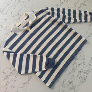 Parke Striped Rugby Sweatshirt - Blue / White - Size S/M